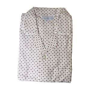 Permanent Press Soft Fleece Flannel Button Up Pajama Shirt Men Medium NWT White